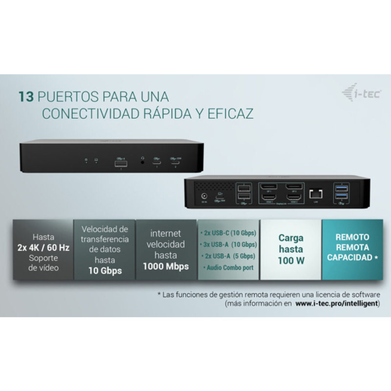 i-tec Universal Intelligent Dual Display Docking Station + Power Delivery 100W - Imagen 5