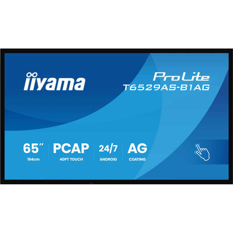 iiyama T6529AS-B1AG pantalla de señalización Panel plano interactivo 163,8 cm (64.5") LED Wifi 500 cd / m² 4K Ultra HD Negro Pantalla táctil Procesador incorporado Android 24/7 - Imagen 2