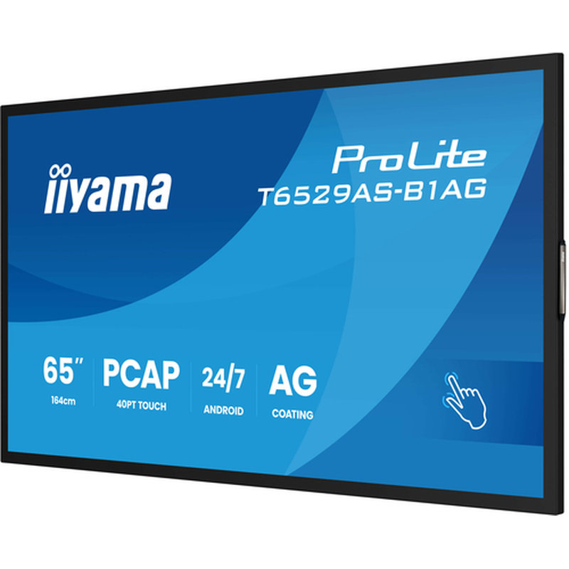 iiyama T6529AS-B1AG pantalla de señalización Panel plano interactivo 163,8 cm (64.5") LED Wifi 500 cd / m² 4K Ultra HD Negro Pantalla táctil Procesador incorporado Android 24/7 - Imagen 9