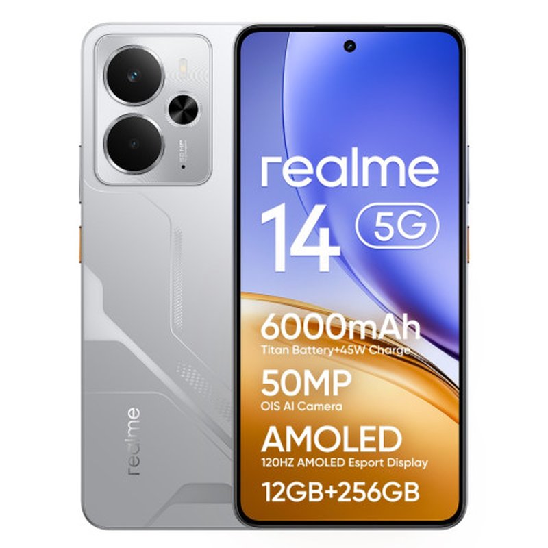 realme 14 16,9 cm (6.67") Android 15 5G 12 GB 256 GB 6000 mAh Plata - Imagen 9