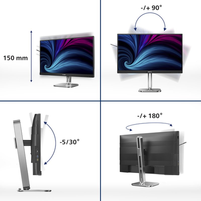 Philips 27B2U4601/00 pantalla para PC 68,6 cm (27") 2560 x 1440 Pixeles Quad HD LCD Gris Philips 27B2U4601/00 pantalla para PC 68,6 cm (27") 2560 x 1440 Pixeles Quad HD LCD Gris - Imagen 9