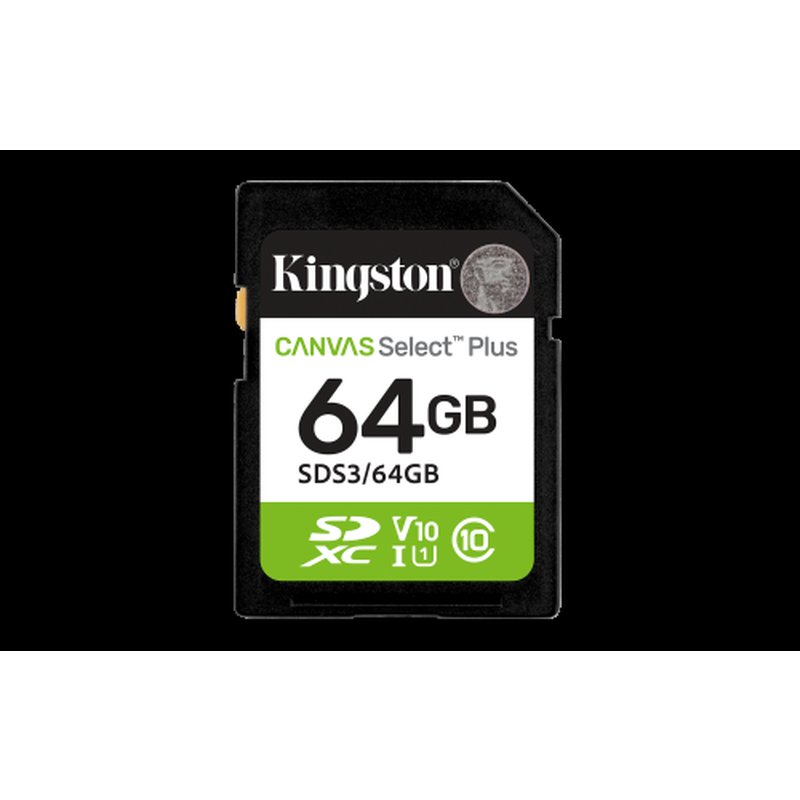 Kingston Technology 64 GB SDXC Canvas Select Plus Gen3 100 MB/s C10 UHS-I U1 V10 Kingston Technology 64 GB SDXC Canvas Select Plus Gen3 100 MB/s C10 UHS-I U1 V10