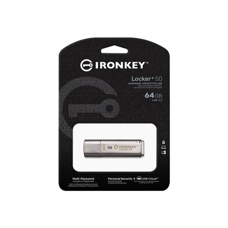 Kingston Technology IronKey Locker+ 50 unidad flash USB 64 GB USB tipo A 3.2 Gen 1 (3.1 Gen 1) Plata Kingston Technology IronKey Locker+ 50 unidad flash USB 64 GB USB tipo A 3.2 Gen 1 (3.1 Gen 1) Plata - Imagen 2