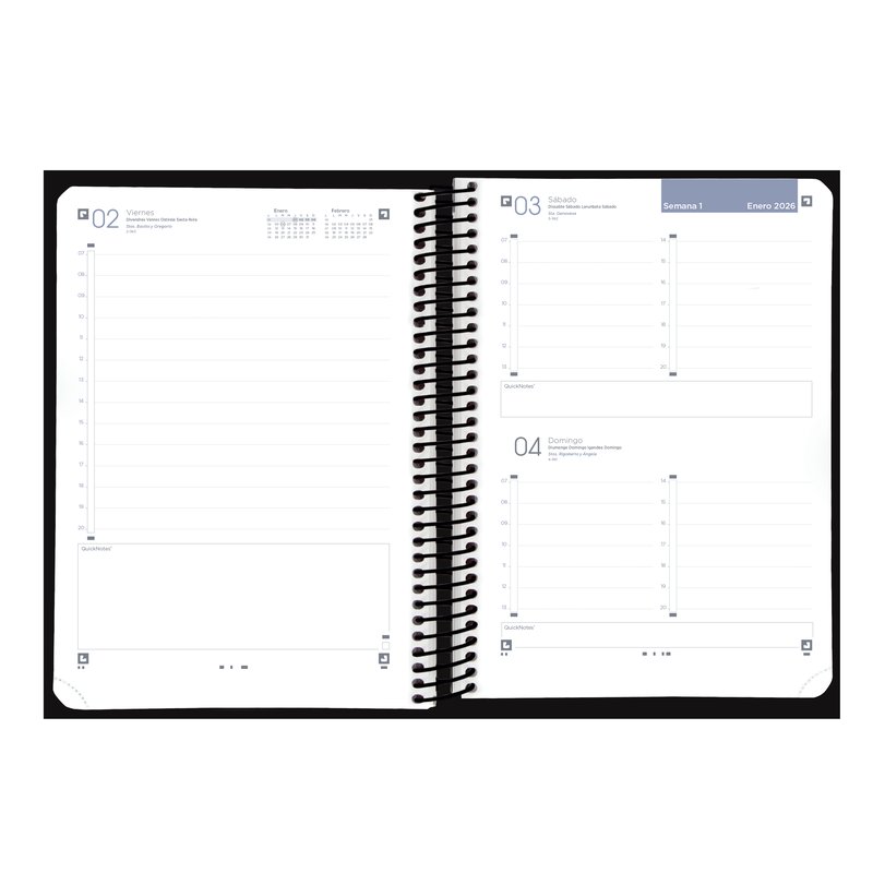 AGENDA 2026 LIVE&GO A5 15X21CM DIA PAGINA COLOR NEGRO OXFORD 400201730 - Imagen 2