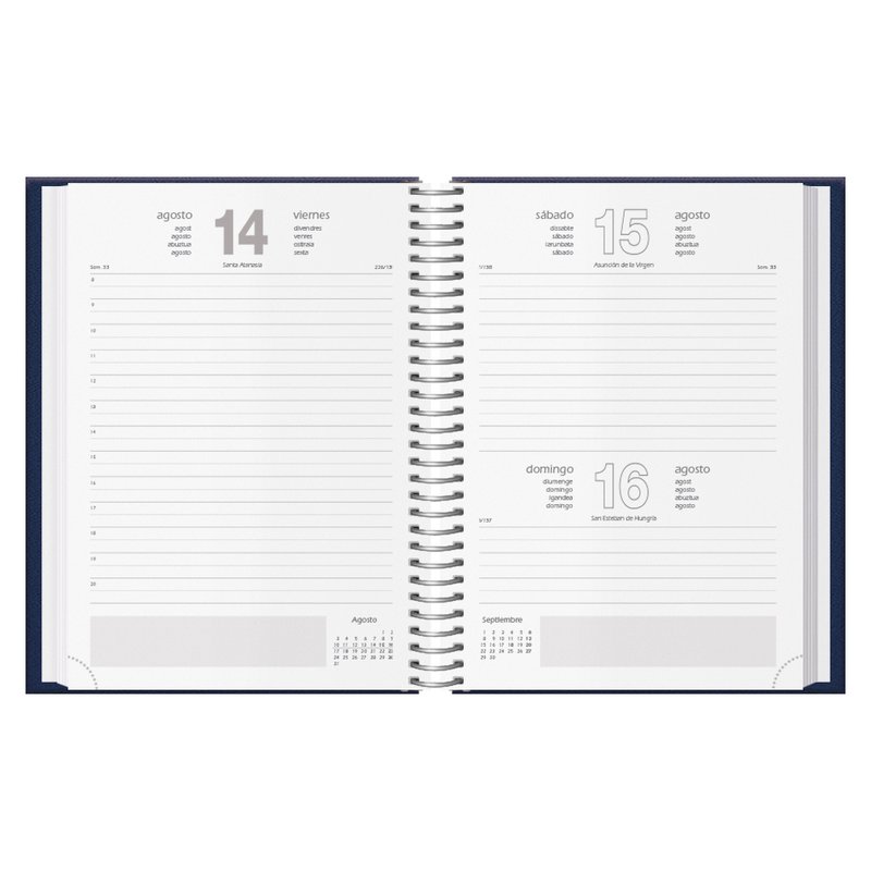 AGENDA 2026 SEGOVIA ESPIRAL DÍA PÁGINA 14 X 20 CM. COLOR AZUL DOHE 12733 - 26