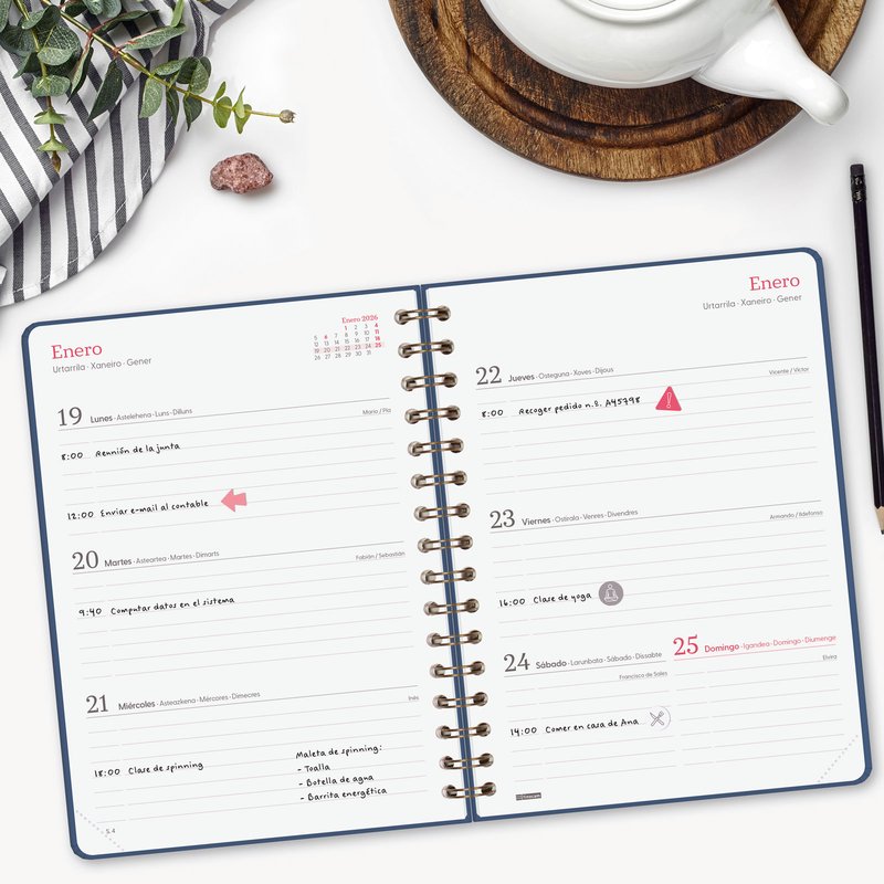 AGENDA 2026 TRENDY ALMA E10 155X212MM SEMANA VISTA HORIZONTAL AZUL FINOCAM 762020426