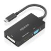AISENS Conversor USB-C A DVI/HDMI/VGA, USB-C/M-DVI/H-HDMI/H-VGA/H, Negro, 15cm