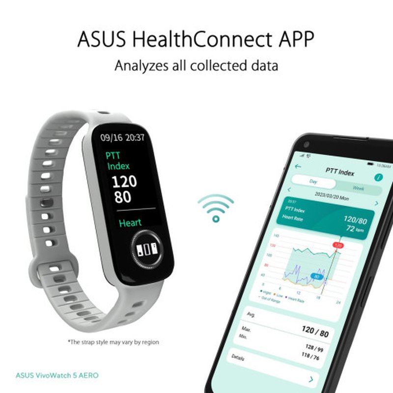ASUS VivoWatch 5 AERO (HC-C05) PMOLED Pulsera de actividad 2,44 cm (0.96") IP68 Gris - Imagen 2