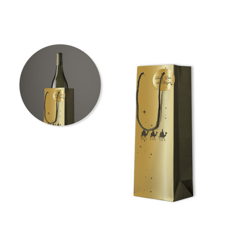 BOLSA BOTELLA DORADA REYES MAGOS (12X33,7X10 CM) BISMARK 333674