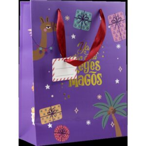 BOLSA PAPEL REYES MAGOS M (27X12X37 CM) FOIL CON TARJETA COLGANTE COLORES SURTIDOS BISMARK 333600