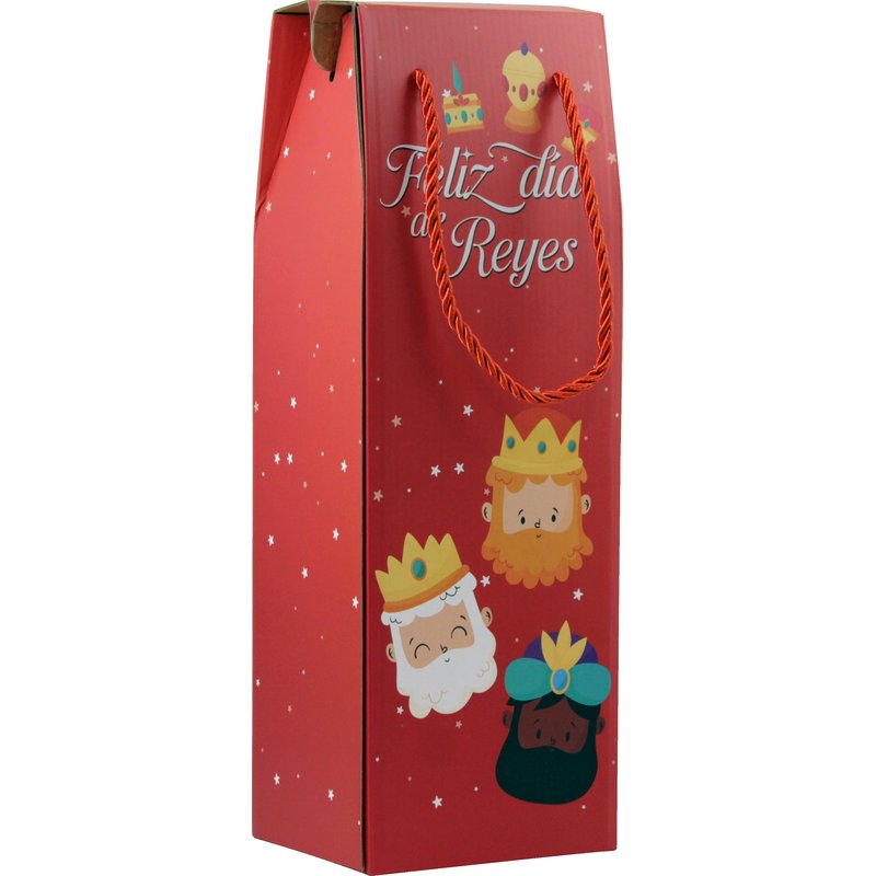 CAJA CON ASA MENSAJES EFECTO MADERA BOTELLERO REYES MAGOS (13X36X10 CM) COLORES SURTIDOS BISMARK 333603 - Imagen 3