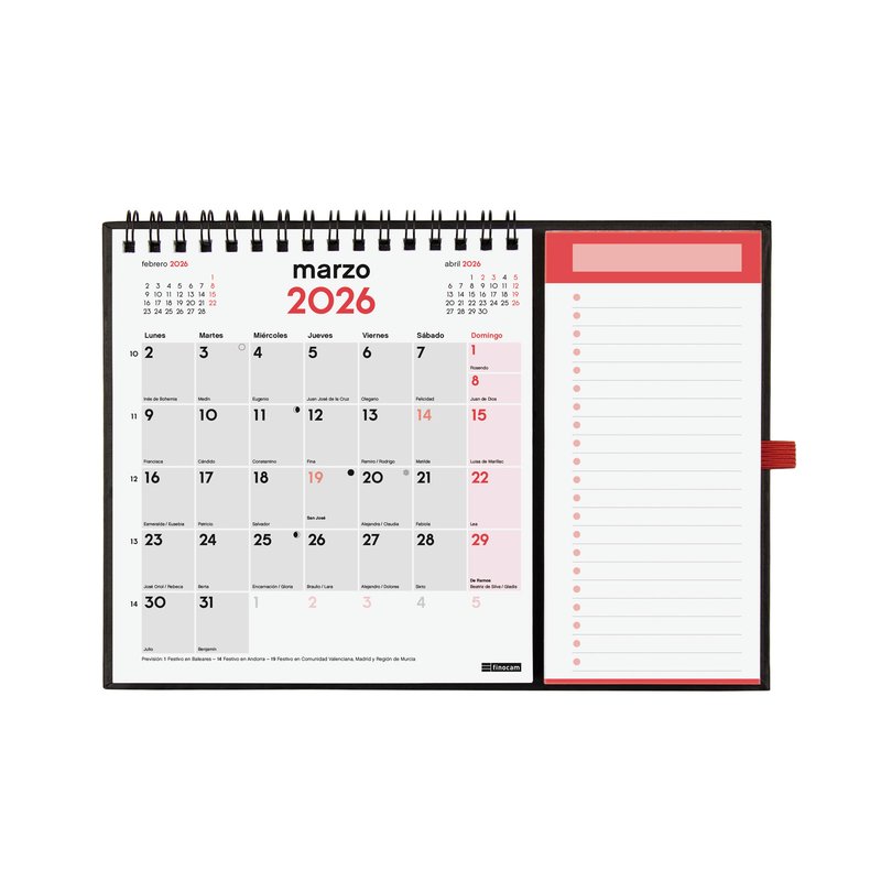 CALENDARIO 2026 NEUTRO ESCRIBIR IMAN XS 140X150MM FINOCAM 781350026 - Imagen 2
