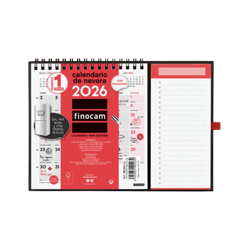 CALENDARIO 2026 NEUTRO ESCRIBIR IMAN XS 140X150MM FINOCAM 781350026 - Imagen 5