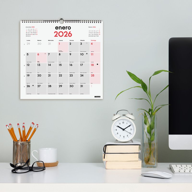 CALENDARIO 2026 NEUTRO PARED ESCRIBIR L 340X320MM FINOCAM 780070026 - Imagen 2