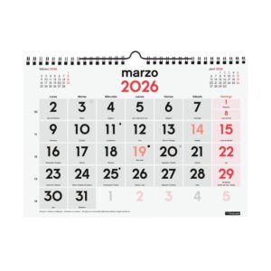 CALENDARIO 2026 NEUTRO PARED NUMEROS GRANDES M 300X210MM FINOCAM 780000026