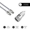CARGADOR USB SUBBLIM 20W 3A USB + USB-C SILVER PARA COCHE + CABLE USB-C / LIGHTNING
