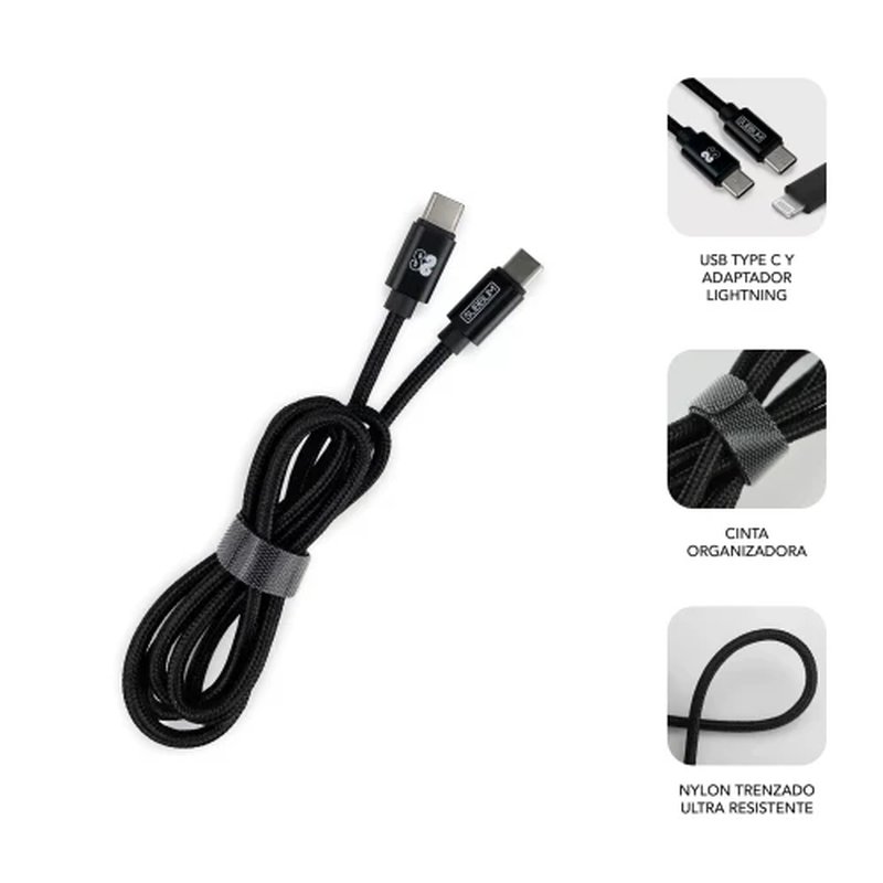 CARGADOR USB SUBBLIM 25W 3.1 A USB + USB-C BLACK PARA CASA + CABLE USB-C +ADAPTADOR USB-C A LIGHTNING CARGADOR USB SUBBLIM 25W 3.1 A USB + USB-C BLACK PARA CASA + CABLE USB-C +ADAPTADOR USB-C A LIGHTNING - Imagen 2