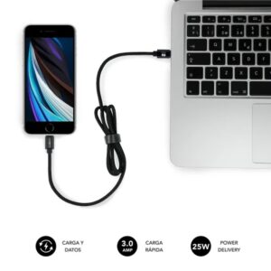 CARGADOR USB SUBBLIM 25W 3.1 A USB + USB-C BLACK PARA CASA + CABLE USB-C +ADAPTADOR USB-C A LIGHTNING CARGADOR USB SUBBLIM 25W 3.1 A USB + USB-C BLACK PARA CASA + CABLE USB-C +ADAPTADOR USB-C A LIGHTNING