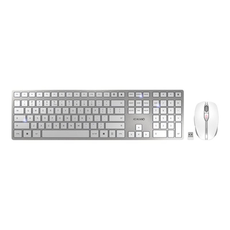 CHERRY DW 9100 SLIM teclado Ratón incluido RF Wireless + Bluetooth QWERTY Inglés de EE. UU. Plata CHERRY DW 9100 SLIM teclado Ratón incluido RF Wireless + Bluetooth QWERTY Inglés de EE. UU. Plata