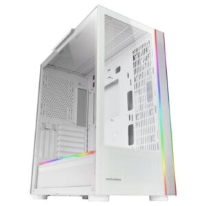 Mars Gaming MC-ULT, Caja Gaming Custom XXL E-ATX, Doble Cristal Templado 90º Sin Marco + Puerta Lateral, Soporte Completo Refrigeración Líquida, Torre PC con Diseño de Cámara Dual Vertical, Blanco
