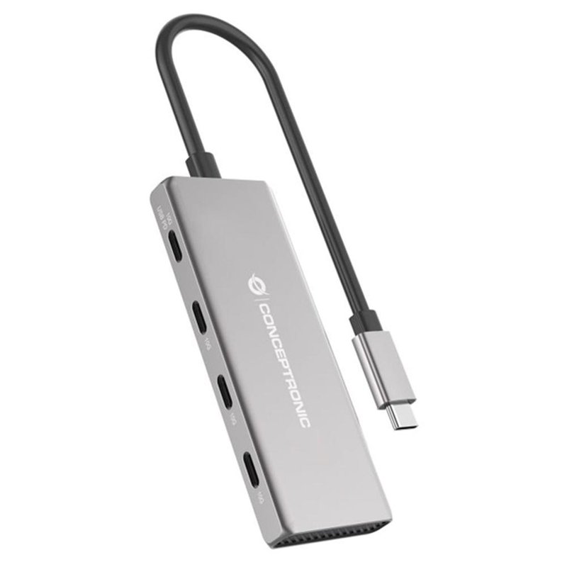 Conceptronic HUBBIES16G hub de interfaz USB 3.2 Gen 2 (3.1 Gen 2) Type-C 10000 Mbit/s Gris Conceptronic HUBBIES16G hub de interfaz USB 3.2 Gen 2 (3.1 Gen 2) Type-C 10000 Mbit/s Gris