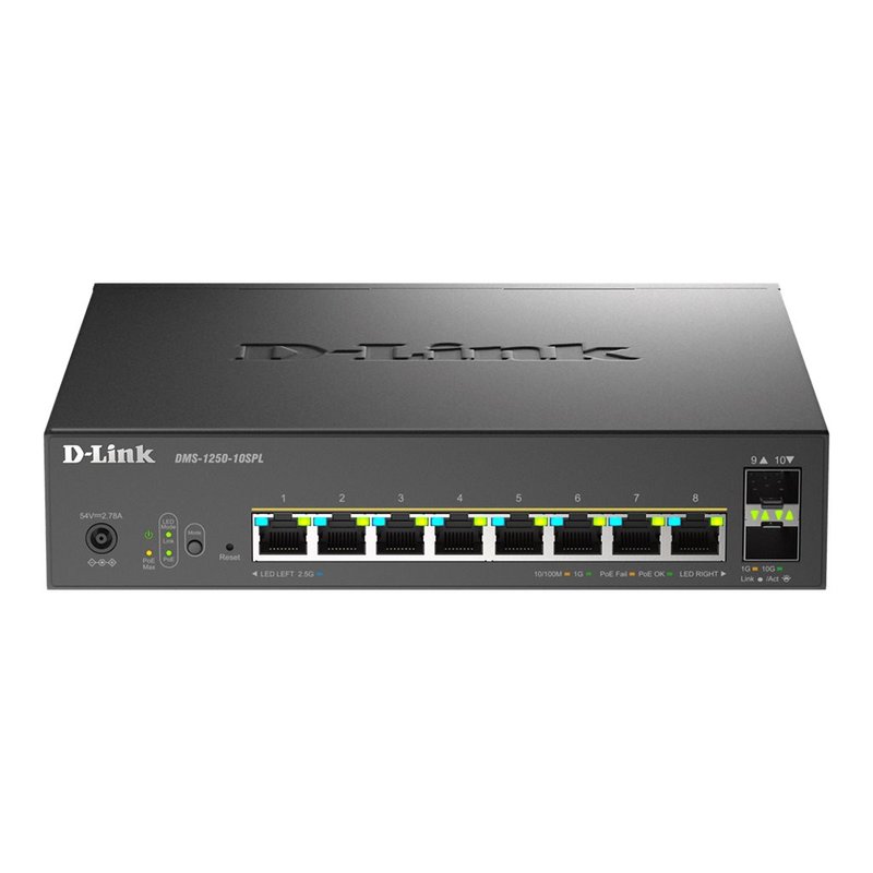 D-Link DMS-1250-10SPL Gestionado 2.5G Ethernet (100/1000/2500) Energía sobre Ethernet (PoE) Negro D-Link DMS-1250-10SPL Gestionado 2.5G Ethernet (100/1000/2500) Energía sobre Ethernet (PoE) Negro