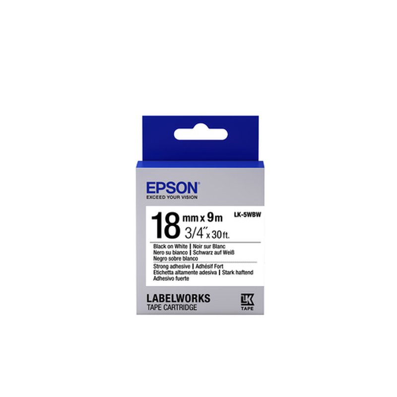 Epson Cinta adhesiva resistente - LK-5WBW cinta adhesiva resistente negra/blanca 18/9 Epson Cinta adhesiva resistente - LK-5WBW cinta adhesiva resistente negra/blanca 18/9