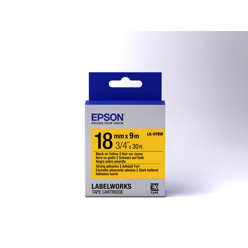 Epson Cinta adhesiva resistente - LK-5YBW cinta adhesiva resistente negra/amarilla 18/9 - Imagen 2