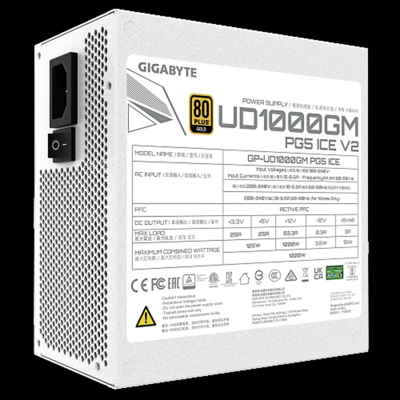 FUENTE ALIMENTACION GIGABYTE GP-UD1000GM PG5 ICE 1000W 80+ GOLD - Imagen 6