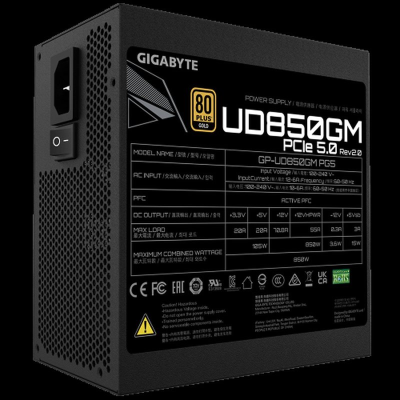 FUENTE ALIMENTACION GIGABYTE GP-UD850GM PG5 V2 850W 80+ GOLD FUENTE ALIMENTACION GIGABYTE GP-UD850GM PG5 V2 850W 80+ GOLD - Imagen 5