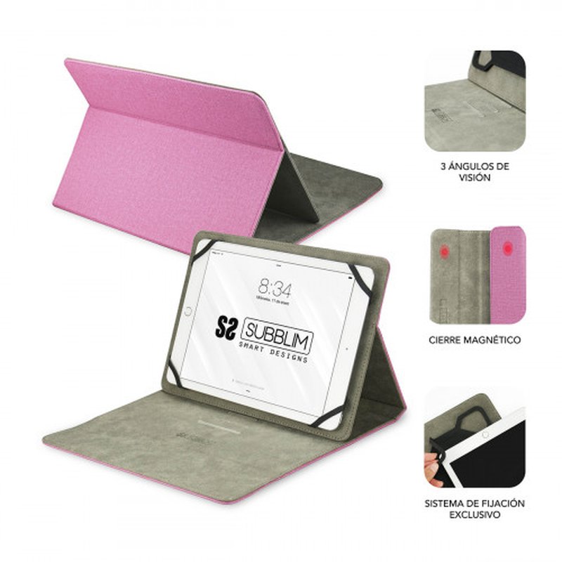 FUNDA TABLET SUBBLIM CLEVER STAND TABLET CASE 10,1" PINK FUNDA TABLET SUBBLIM CLEVER STAND TABLET CASE 10,1" PINK - Imagen 2