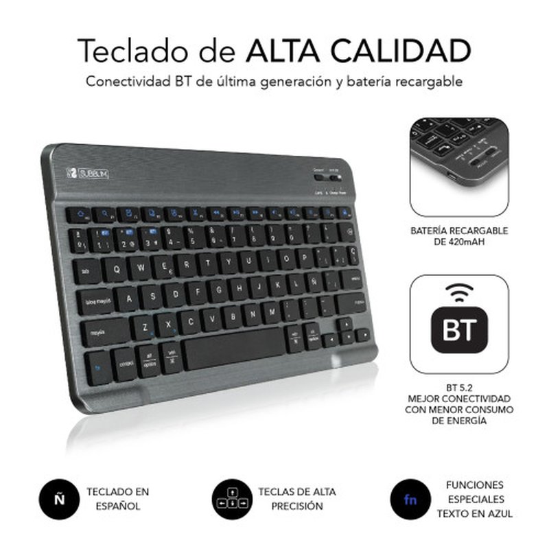 FUNDA TABLET SUBBLIM KEYTAB PRO + TECLADO BLUETOOTH SAMSUNG TAB A9+ 11" BLACK - Imagen 5