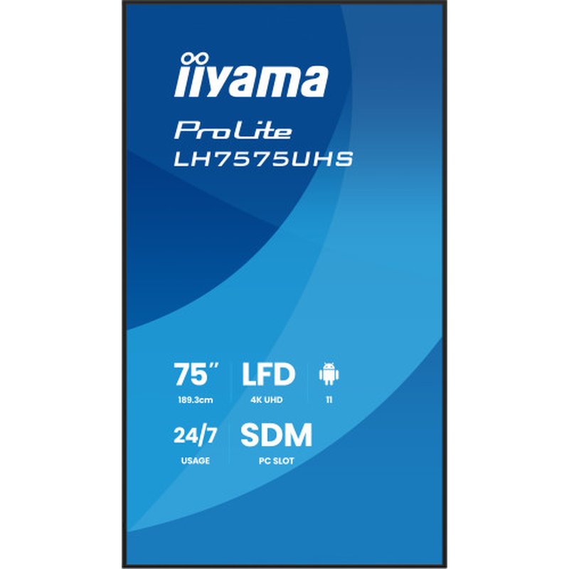iiyama LH7575UHS-B2AG pantalla de señalización Pantalla plana para señalización digital 190,5 cm (75") LCD Wifi 500 cd / m² 4K Ultra HD Negro Procesador incorporado Android 11 24/7 iiyama LH7575UHS-B2AG pantalla de señalización Pantalla plana para señalización digital 190,5 cm (75") LCD Wifi 500 cd / m² 4K Ultra HD Negro Procesador incorporado Android 11 24/7 - Imagen 2