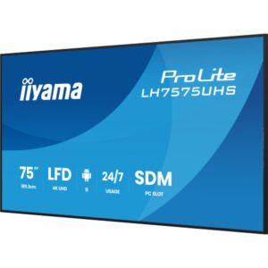 iiyama LH7575UHS-B2AG pantalla de señalización Pantalla plana para señalización digital 190,5 cm (75") LCD Wifi 500 cd / m² 4K Ultra HD Negro Procesador incorporado Android 11 24/7 iiyama LH7575UHS-B2AG pantalla de señalización Pantalla plana para señalización digital 190,5 cm (75") LCD Wifi 500 cd / m² 4K Ultra HD Negro Procesador incorporado Android 11 24/7
