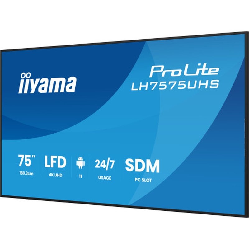 iiyama LH7575UHS-B2AG pantalla de señalización Pantalla plana para señalización digital 190,5 cm (75") LCD Wifi 500 cd / m² 4K Ultra HD Negro Procesador incorporado Android 11 24/7 iiyama LH7575UHS-B2AG pantalla de señalización Pantalla plana para señalización digital 190,5 cm (75") LCD Wifi 500 cd / m² 4K Ultra HD Negro Procesador incorporado Android 11 24/7 - Imagen 6
