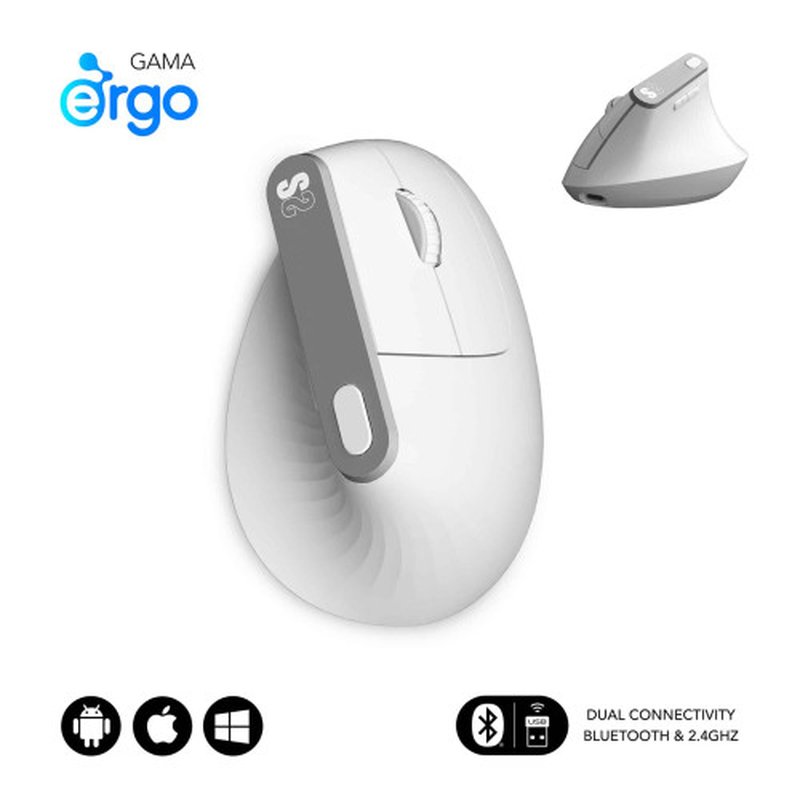 MOUSE SUBBLIM VERTICAL NATURE ERGO WIRELESS BLUETOOTH DUAL WHITE