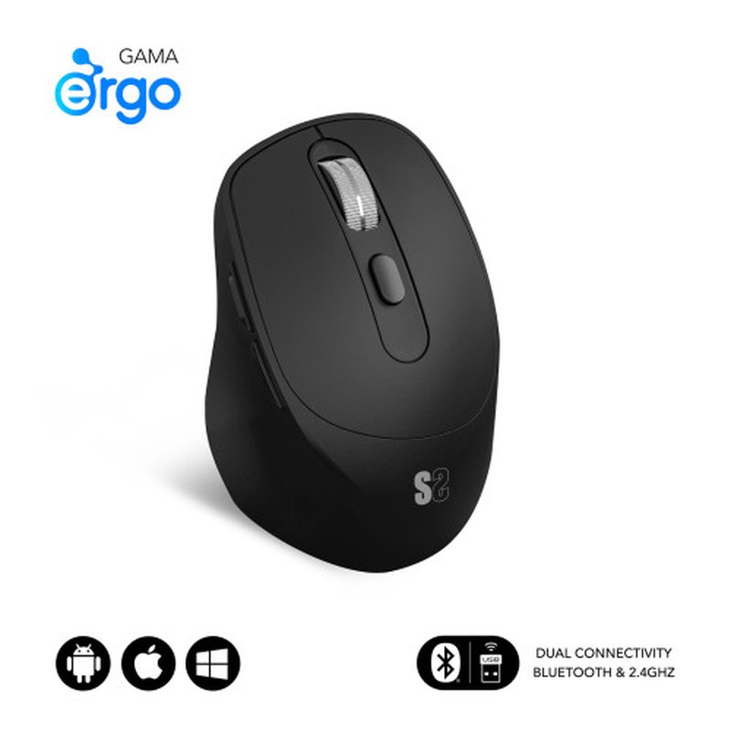 MOUSE SUBBLIM WIRELESS OPTICAL DUAL CURVE ERGO BLACK MOUSE SUBBLIM WIRELESS OPTICAL DUAL CURVE ERGO BLACK