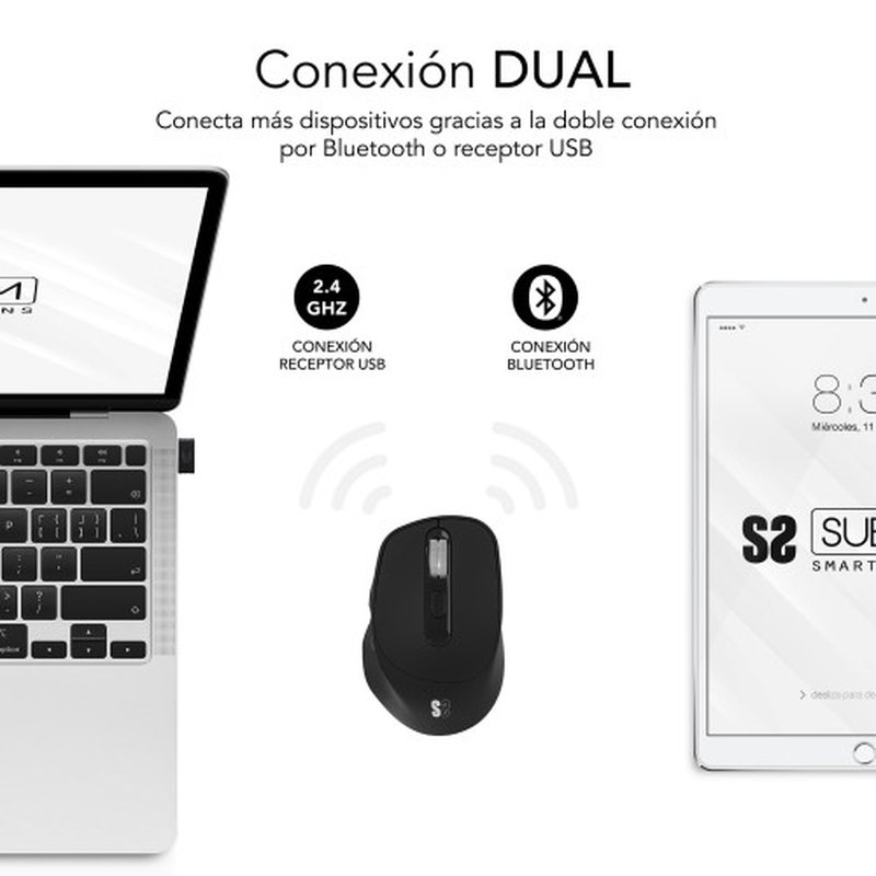 MOUSE SUBBLIM WIRELESS OPTICAL DUAL CURVE ERGO BLACK MOUSE SUBBLIM WIRELESS OPTICAL DUAL CURVE ERGO BLACK - Imagen 2