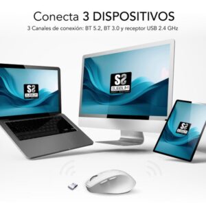 MOUSE SUBBLIM WIRELESS OPTICAL DUAL CURVE ERGO WHITE