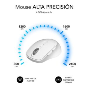 MOUSE SUBBLIM WIRELESS OPTICAL DUAL CURVE ERGO WHITE