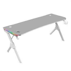 Mars Gaming MGDXLRGB, Mesa Gaming Ergonómica RGB, Soporte Auriculares y Bebida, Escritorio PC, 160x60cm, Blanco