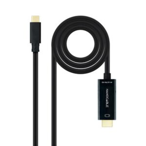 Nanocable 10.15.5102 adaptador de cable de vídeo 1,8 m USB Tipo C HDMI Aluminio, Negro