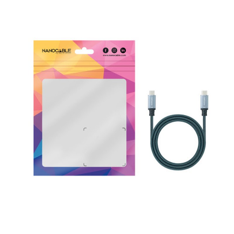 Nanocable Cable USB 3.2 Gen2x2 20Gbps 5A/100W, 4K/60Hz, USB-C/M-USB-C/M, Gris/Negro, 3 m - Imagen 4