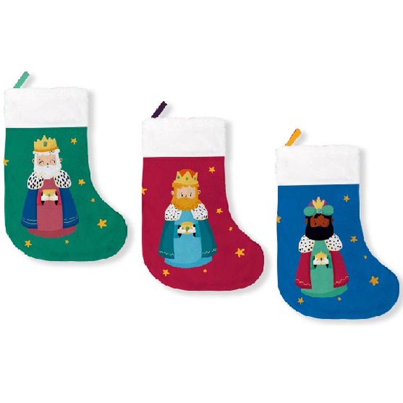 PACK 3 CALCETINES DECORATIVOS REYES MAGOS (VERDE/ROJO Y AZUL) BISMARK 332889 - Imagen 2