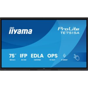Alternative view of iiyama TE7515A-B1AG pantalla de señalización Panel plano interactivo 190,5 cm (75") Wifi 550 cd / m² 4K Ultra HD Negro Pantalla táctil Procesador incorporado Android