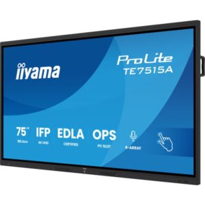 iiyama TE7515A-B1AG pantalla de señalización Panel plano interactivo 190,5 cm (75") Wifi 550 cd / m² 4K Ultra HD Negro Pantalla táctil Procesador incorporado Android
