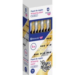 PAPEL DE REGALO ORO / PLATA METALIZADO REYES MAGOS 70X500 CM BSIMARK 333716 | PACK 40 UNIDADES