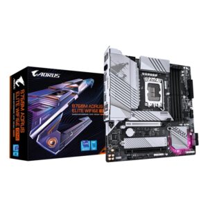GIGABYTE B760M AORUS ELITE WIFI6E GEN5 Placa Base – Compatible con procesadores Intel Core 14ª generación, VRM digital de 12+1+1 fases, hasta 5600 MHz DDR5, 2 x M.2 PCIe 4.0, Wi-Fi 6E, LAN 2.5 GbE, USB 3.2 Gen 2x2