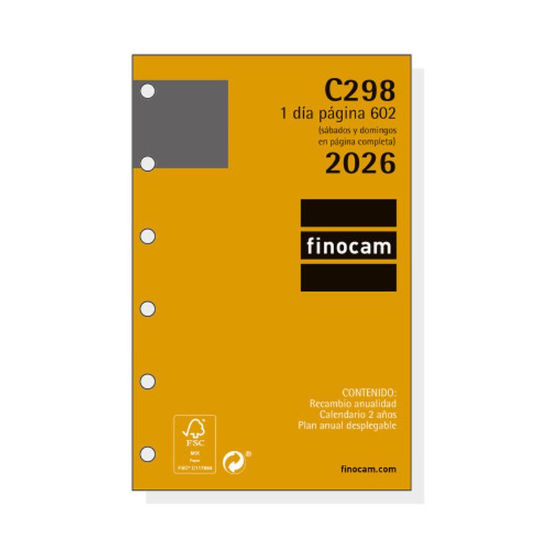 RECAMBIO ANUAL 2026 C298 CLASSIC602 73X114MM DIA PAGINA FINOCAM 201310026 - Imagen 2