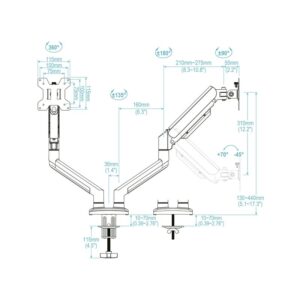 TooQ DB1434TNR-W soporte para monitor 86,4 cm (34") Escritorio Blanco